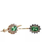 Earrings Vintage craft Emerald 14K Rose gold cec026r